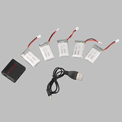 Dooret 5pcs 3.7V 750mAh Rechargeable Lipo Battery with Charger+Cable for SYMA X5C Quadcopter Portable Replacement Battery