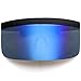 sunglassLA - Futuristic Oversize Shield Visor Sunglasses Flat Top Mirrored Mono Lens 172mm (Blue Mirror)