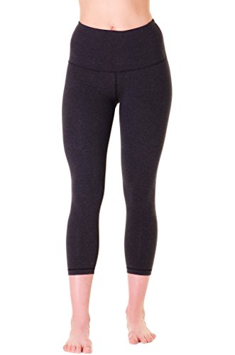90 Degree By Reflex - High Waist Cotton Power Flex Capri Heather Charcoal Medium