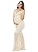JustVH Women's Off Shoulder Short Sleeve V Neck Lace Maternity Gown Maxi Photography Dress Beige