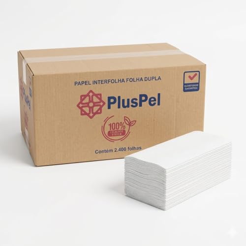 Papel Interfolha Folha dupla Premium Folha Dupla 20x21cm Alta Absorção para Banheiro e Cozinha Papel Toalha Profissional para Dispenser Pacote com 2.400 Folhas