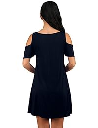Vestido de verano para dama, con hombros descubiertos, con bolsillos, estilo informal