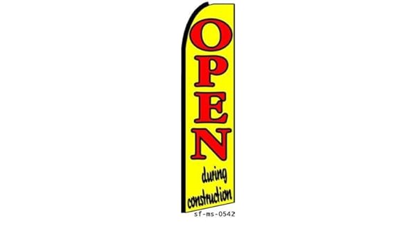 Amazon Com Open During Construction Swooper Feather Banner Flag