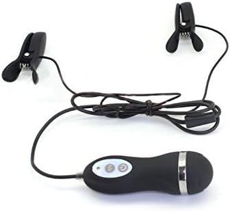 Smspade 10 Vitesse Noir Silicone Vibrant Mamelon pinces télécommande fil Mamelon pince alimenté par Piles jouets adultes de Sexe,Black