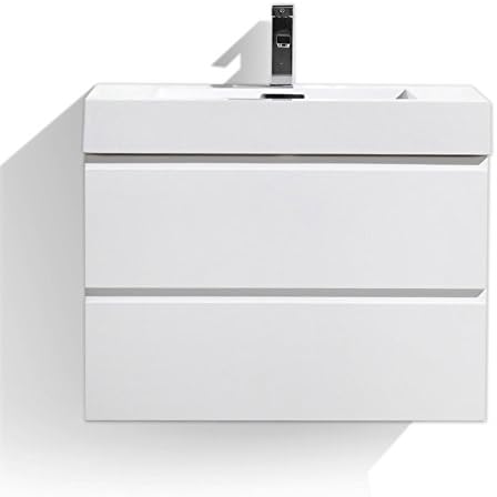 Moreno MOF 30 inch Wall Mounted Modern Bathroom Vanity with Acrylic Sink (High gloss white)