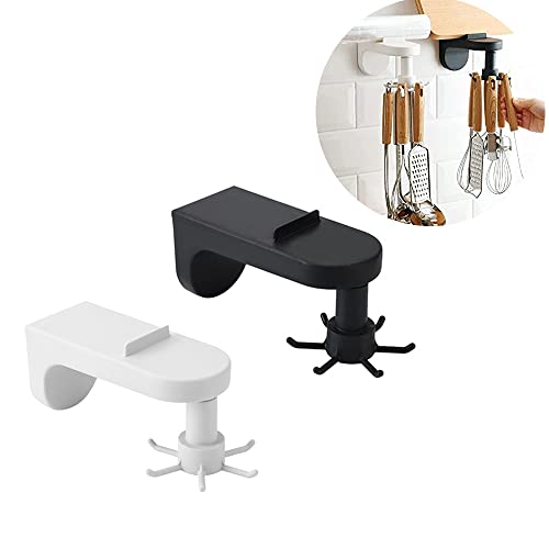 Crochet Rotatif De Stockage, 2 Pcs Support Rotatif Pour Ustensiles Cuisine, Support De Crochet Rotatif De Cuisine, Porte-Crochet Rotatif Sans Perforation, Crochet Rotatif Multifonction, pour Cuisine