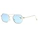 AEVOGUE Unisex Sunglasses Small Metal Frame Asymmetry Temple AE0520 (Gold&Blue, 56)