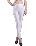 HDE Women's High Waist Leggings Stretch Tight Slimming Pants (White, Medium)