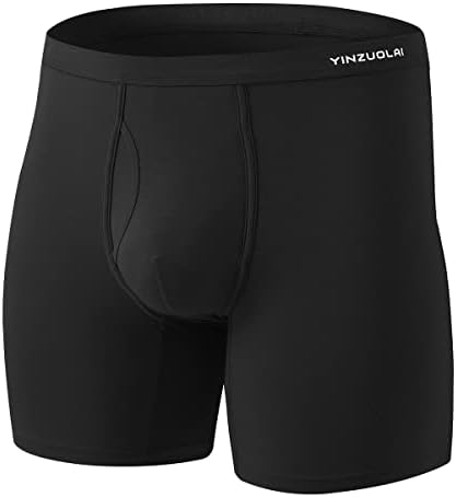 UFM Men's Bamboo Boxer Briefs - 9" Length With Adjustable Support Pouch (Gen 5 REG Support, Black) - View #6