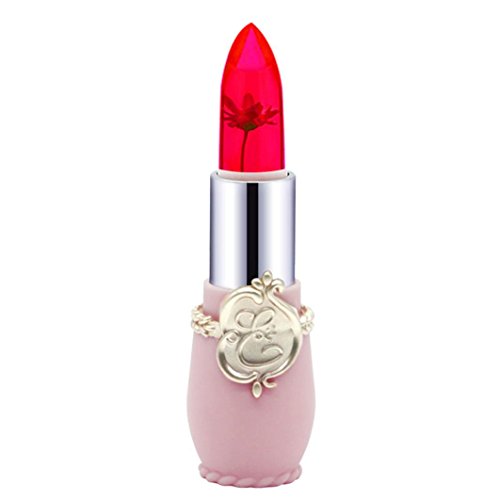 Lavany Women Lipstick,Crystal Jelly Lipstick Beauty Bright Flower Magic Temperature Change Color Lip Makeup Tools for Women (Red)
