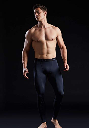 ATHLIO Men's Thermal Emboss PantsWintergear Compression Baselayer Sports Leggings, Active 3pack(lyp43) - Black/Charcoal/Red, Medium - Thumbnail 5