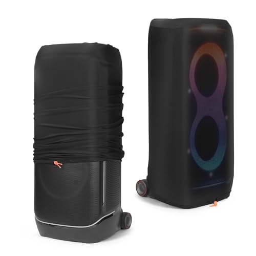 Jaffzora Housse de protection pour haut-parleur JBL PartyBox, housse de protection anti-poussière avec fond ouvert (pas de velcro), poches latérales pour voyage en plein air, fêtes, usage domestique
