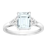 1 5/8 ct Natural Aquamarine and White Topaz Ring in Sterling Silver