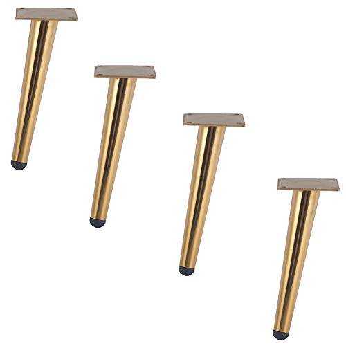 Furniture Legs (4 Pieces),Metal Oblique Cone Sofa Legs,Gold TV