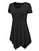 MBJ WT638 Short Sleeve Shirts for Womens Tops Casual V-Neck Summer Clothes Asymmetrical Tunic Blouses L Black