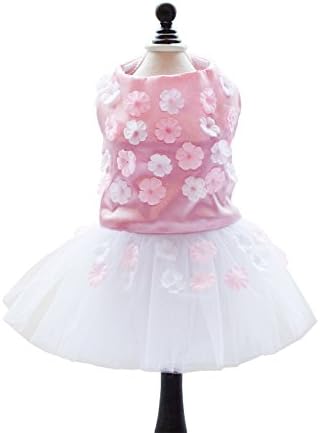 Pet Puppy Princess Wedding Floral Dress (XS,Pink)