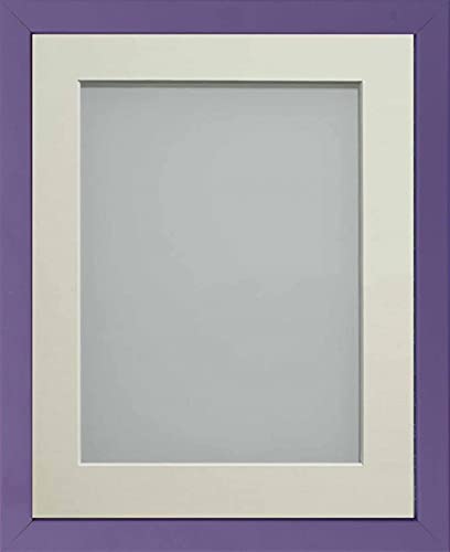 Frame Company Jellybean Range Purple Wooden 8x8 inch Picture Photo Frame with Ivory Mount for Image 5x5 inch * Choice of Colours & Sizes* Fitted with Perspex