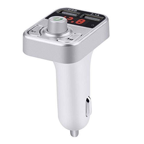 Ecosin Multifunctional Car FM Transmitter Wireless Radio Adapter USB Charger Mp3 Player (Silver)