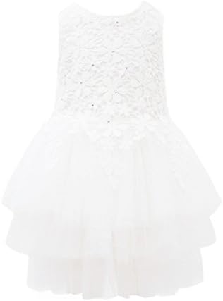 Domiray Flower Girl Dress with 6 Layer Soft Yarn Princess Wedding Party Dress ( 4-5 Years, White)