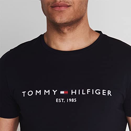 T-Shirt Manches Courtes Homme Core Tommy Logo Col Ras-du-Cou, Bleu (Sky Captain), M