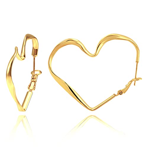DEARMAY Gold Hoop Earrings for Women Trendy, 14K Gold Plated Huggie Earrings for Women Jewelry Hypoallergenic Thick Chunky Fashion Earring Dangle Earrings for Women
