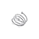 925 Sterling Silver Spiral Band Ring with High Polish Finish