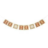 HO HO HO Banner - Snowflake Banner - Merry Christmas Banner Bunting Garland - Holiday Mantle Decorations Party Decor - Family Photo Props