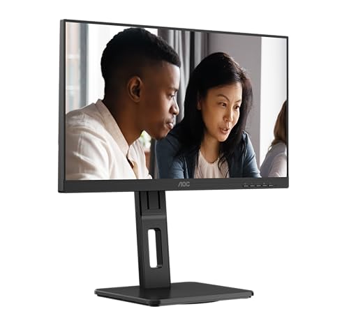 AOC 22E2UMF - 22 Zoll Full HD Monitor, hoehenverstellbar, Lautsprecher, Adaptive Sync (1920x1080, 75 Hz, 4 ms, VGA, HDMI, DP, USB Hub) schwarz