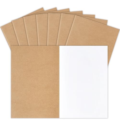 LABUK 8 Pack Blank Kraft Notebooks Journals Notebook Sketch Drawing Pad Book