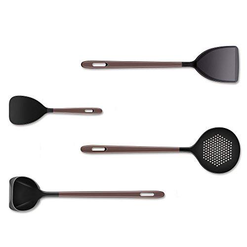 Liflicon Silicone Kitchen Utensil Set-Premium Cooking Tools Set- 1 Ladle, 1 Skimmer,1 Rice Paddle, 1Turner - Heat Resistant Silicone Cooking Utensil(4 Pieces Set)