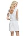 LAPAYA Women's Swim Beach Dress Deep V Neck Open-Back Beach Cover Up Beach Skirt, White, 8-10