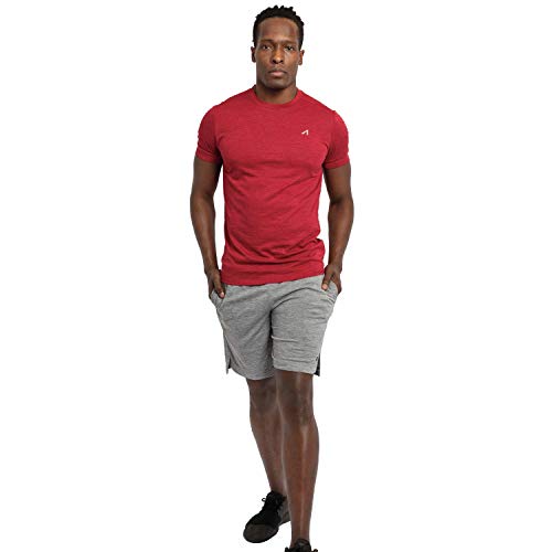 Alive Men's Tee Shirt Active Quick Dry Workout Short Sleeve Shirts Crew Neck (Coach Red Heather, Medium) - Thumbnail 6
