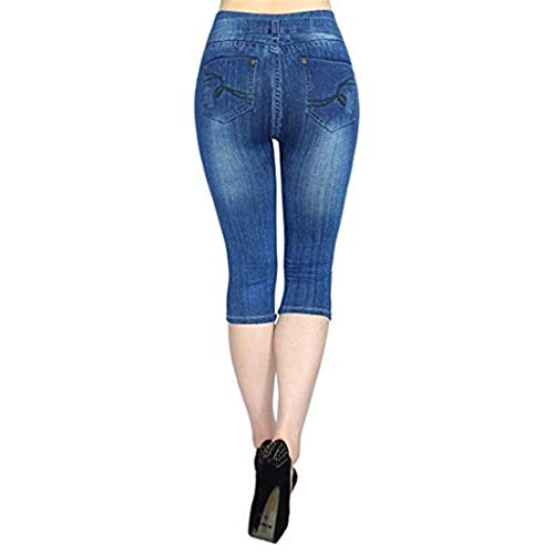 CCatyam Plus Size Pants for Women, Jean Trouser High Waist Legging Print Slim Long Casual Fashion Blue