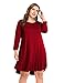 BELAROI Women's Plus Size Dress Fall Casual Swing 3/4 Sleeve T Shirt Loose Tunic Dress (3X, Wine Red)