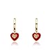 Little Miss Twin Stars Girls' I Love My Jewels 14k Gold-Plated Hoop Earrings with Red Enamel Heart