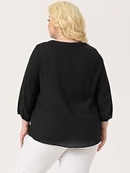 Agnes Orinda Women's Plus Size Tops Work Round Neck