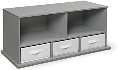 Stackable 5 Shelf Storage Organizing Cubby With 3 Fabric Baskets