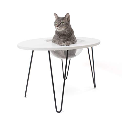 Primetime Petz Hauspanther Nestegg – Raised Cat Bed & Side Table, White