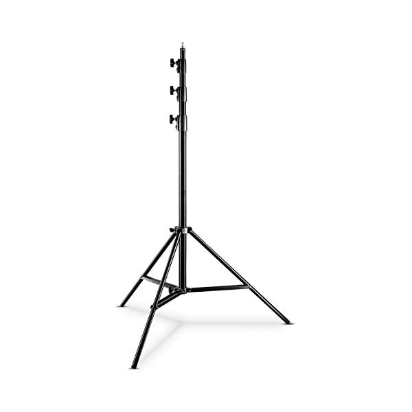 Walimex pro WT-420 Lampenstativ 420cm - Lichtstativ mit Federdämpfung, Höhe max 420cm, Traglast 7,5 kg, 40mm Rohre, Aluminium Leuchtenstativ für Fotografie Studio Outdoor, schwarz