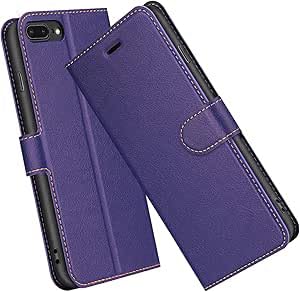 ELESNOW Phone Case for iPhone 7 Plus / 8 Plus, Flip Wallet PU Leather Card Holder with RFID Blocking Magnetic Closure Stand Cover for Apple iPhone 7 Plus / 8 Plus (Purple)