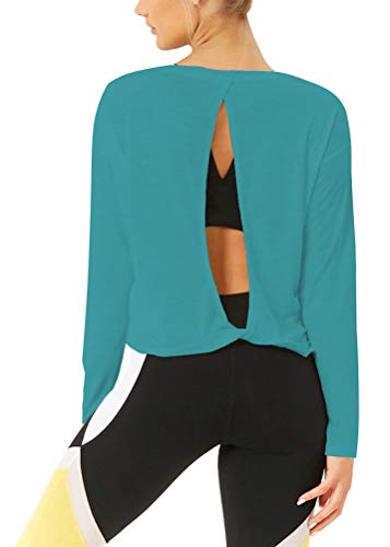 image for Bestisun Womens Workout Clothes Yoga Long Sleeve Basic Solid Muscle Sh