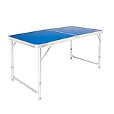 VINGLI 4ft Height Adjustable Folding Utility Table, Portable Multipurpose Indoor Outdoor Picnic Party Dining Camp Tables