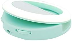 Selfie Light with Mirror, JUNADAEL 360°Face Thin Aperture Rechargeable Fill in Beauty Clip Design Analogue Dimming Highlight 40 LEDs Light/Flash for Cellphone Camera in Dim Environment(Green)