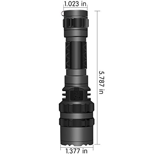 POVAST 5 Modes Tactical Flashlight with Mount, 1000 Lumens USB Rechargeable LED Hunting Torch Light with Wrist Strap, Super Bright, Pressure Switch Tail, Matte Black