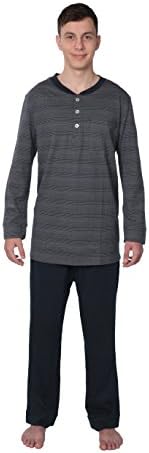 Mens Sleepwear 100% Cotton Knit Pajama Set