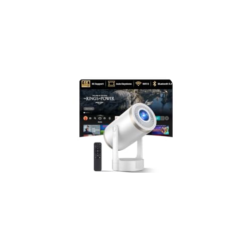 Projector HD, 1080P 4K Support Mini Projectors Auto Focus & Keystone 22000 Lumen 260 ANSI Bightness WIFI 6 & Bluetooth 3 Mount Way 180° Rotatable 30-200" Theatre for Match Game/Bedroom/Outdoor