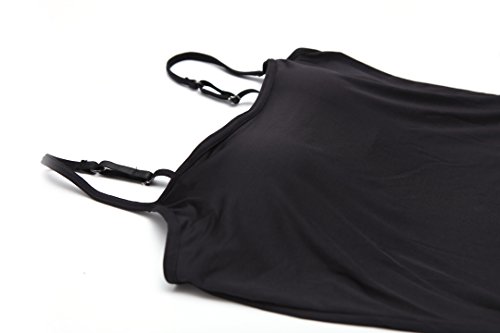 HBY Womens Camisole Built In Shelf Padded Bra Cami Bra Adjustable Straps Tank Top Solid Color Black Large - Thumbnail 5