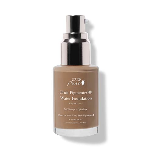 100% PURE Water Foundation (Fruit Pigmented), Olive 4.0, Full Coverage, Semi-Dewy Finish, For Normal, Dry Skin (Neutral w/Olive Undertones for Tan Skin) - 1 Fl Oz
