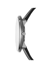 Fossil The Essentialist - Reloj de piel con tres manos, color negro
