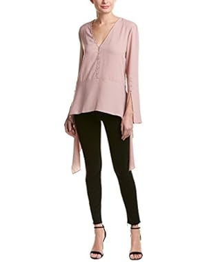 Womens Bell Sleeve Blouse, S, Pink